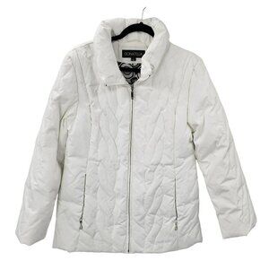 Donatella White Puffer Coat Womens Large Quilted Puffer Jacket